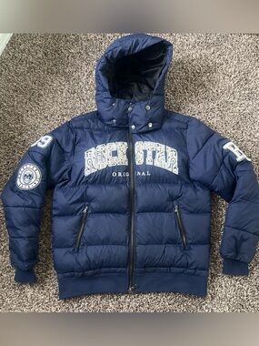 Rockstar Original Men's Navy Puffer Jacket with Hood